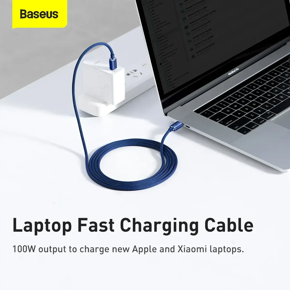 Baseus Crystal Shine kabelis USB-C - USB-C 100W 2m mėlynas