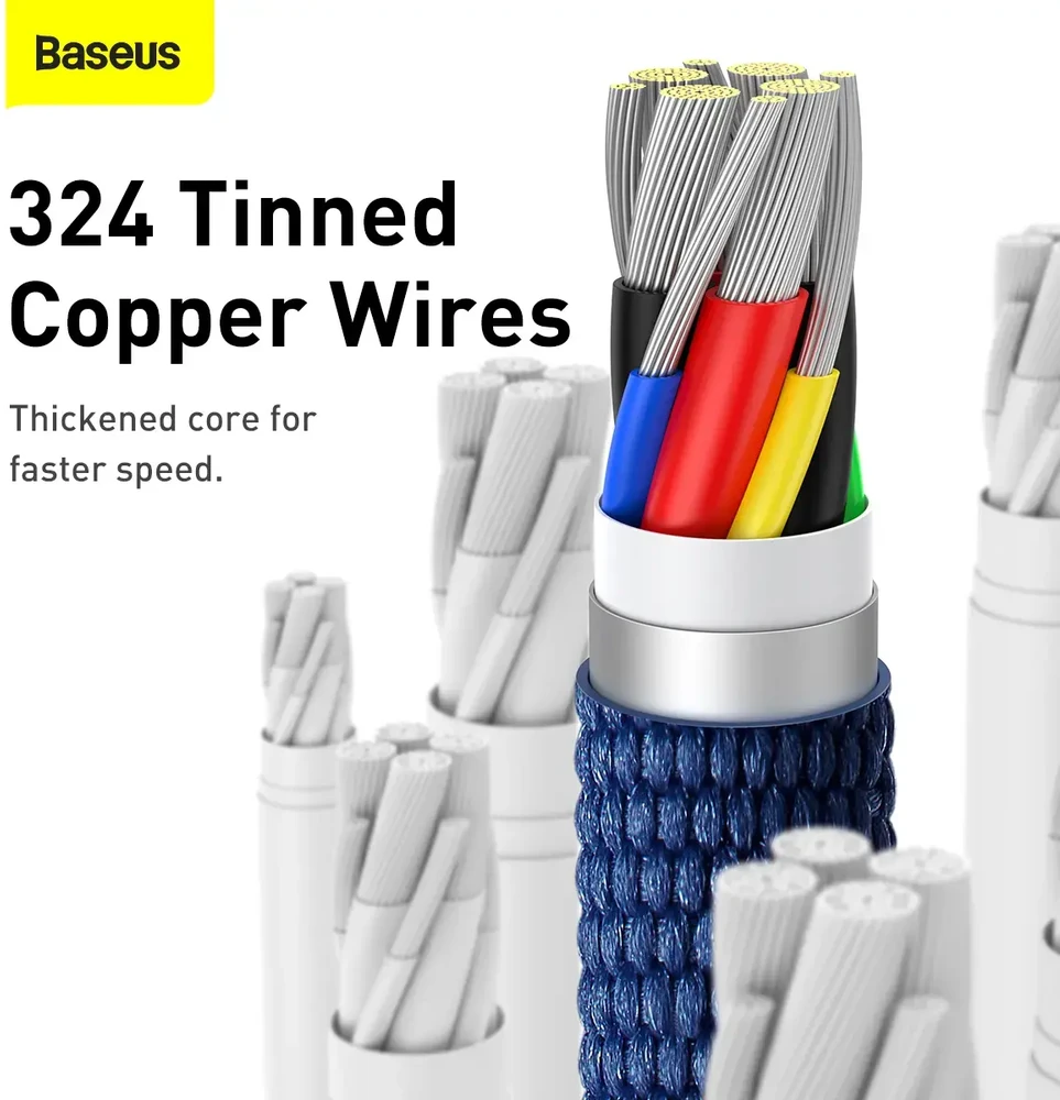 Baseus Crystal Shine kabelis USB-C - USB-C 100W 2m mėlynas