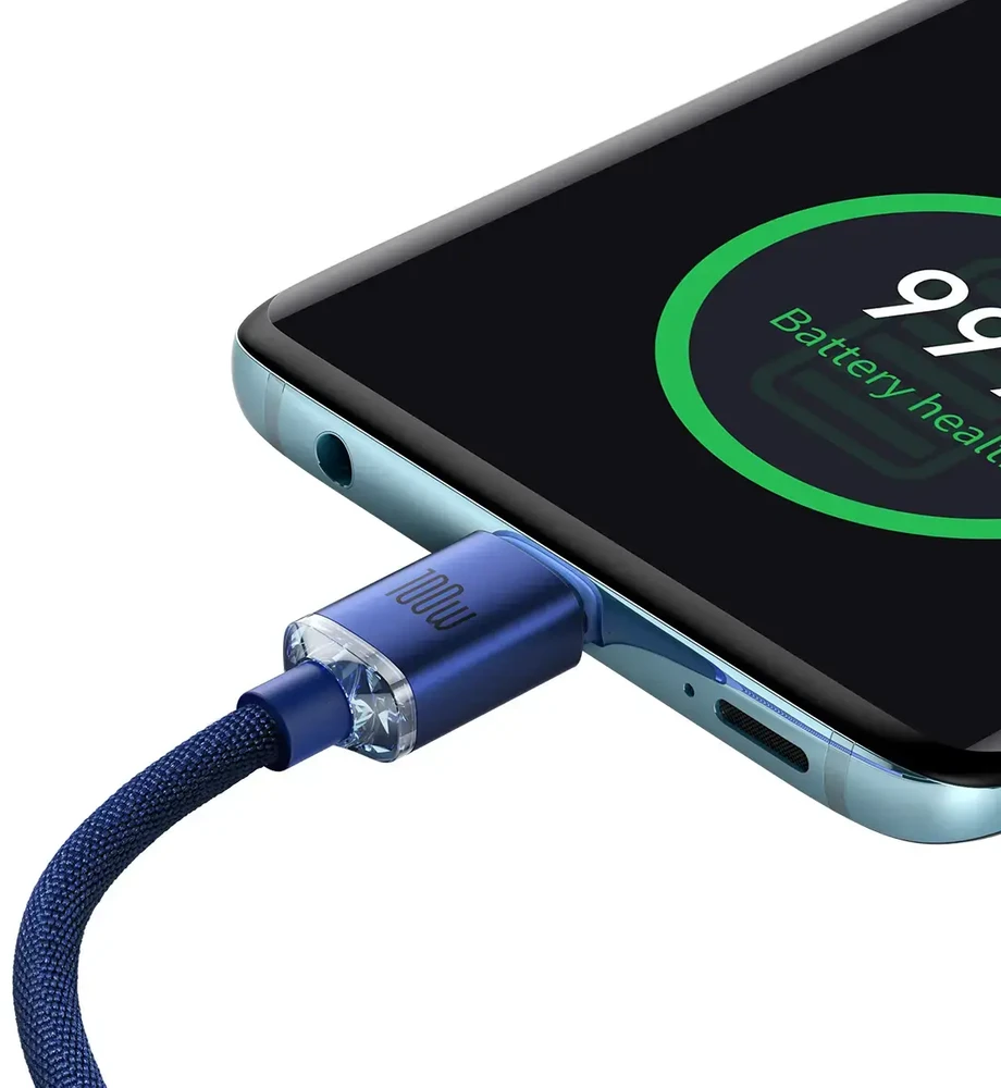 Baseus Crystal Shine kabelis USB-C - USB-C 100W 2m mėlynas