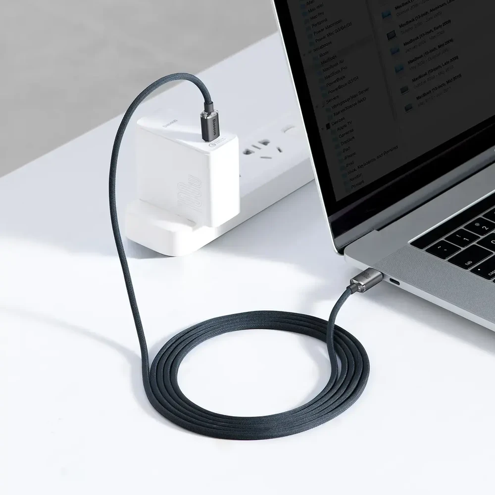 Baseus Crystal Shine serijos duomenų perdavimo ir įkrovimo kabelis | USB-C į USB-C | 100 W | 2 m | juodas
