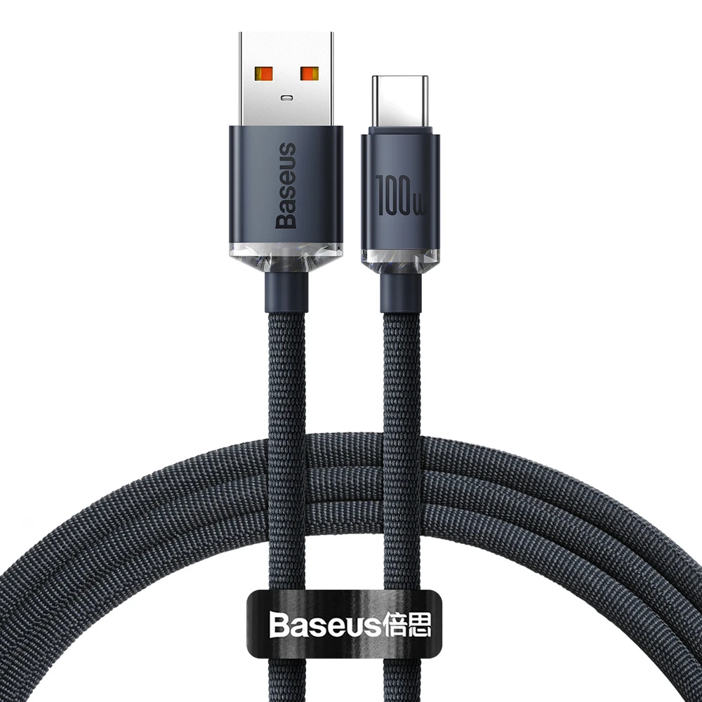 Baseus Crystal USB - USB-C laidas 100W 1.2m - Juodas