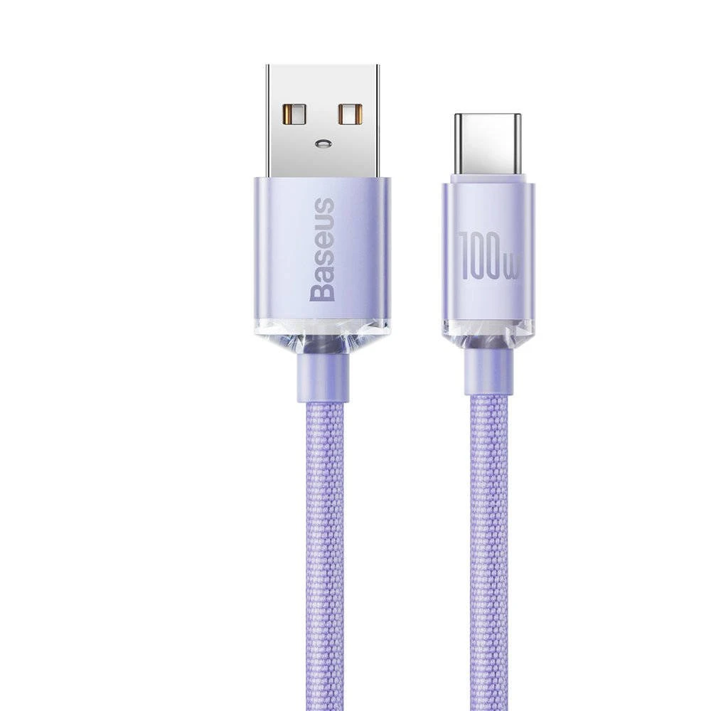 Baseus Crystal Shine USB – USB-C laidas 5A 1.2m – Violetinis
