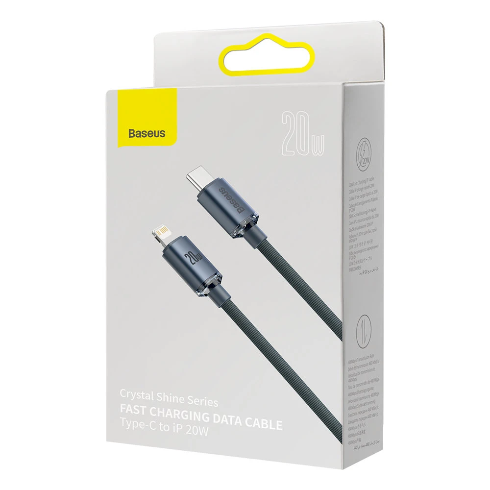 Baseus Crystal kabelis USB-C - Lightning 20W PD 1.2m - Juodas