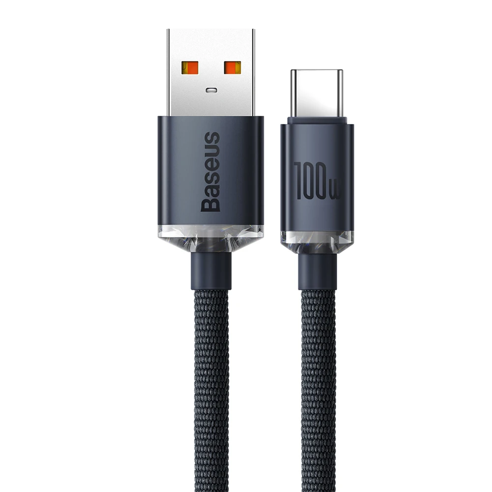 Baseus Crystal USB-USB-C laidas, 100W, 2m - juodas