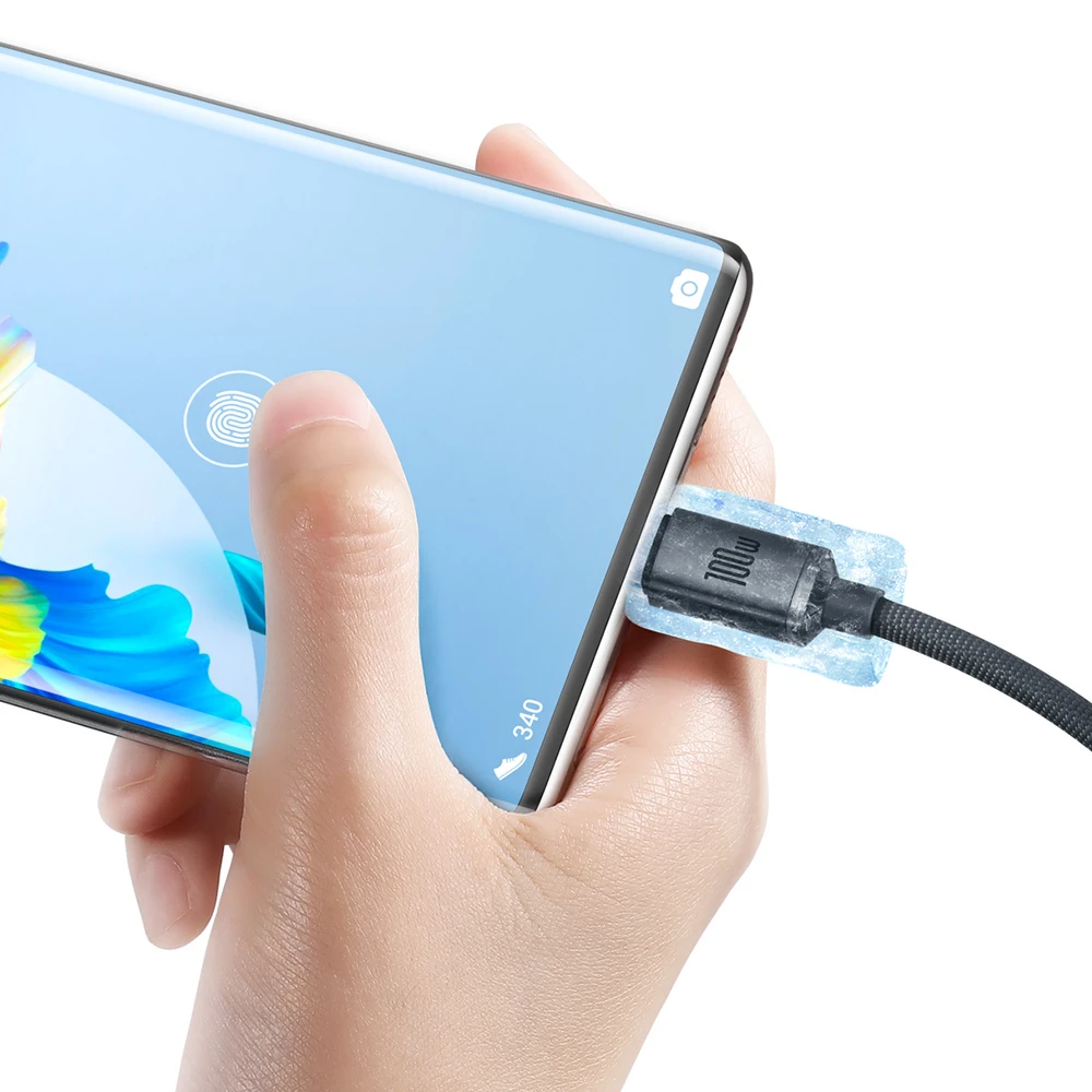 Baseus Crystal USB-USB-C laidas, 100W, 2m - juodas