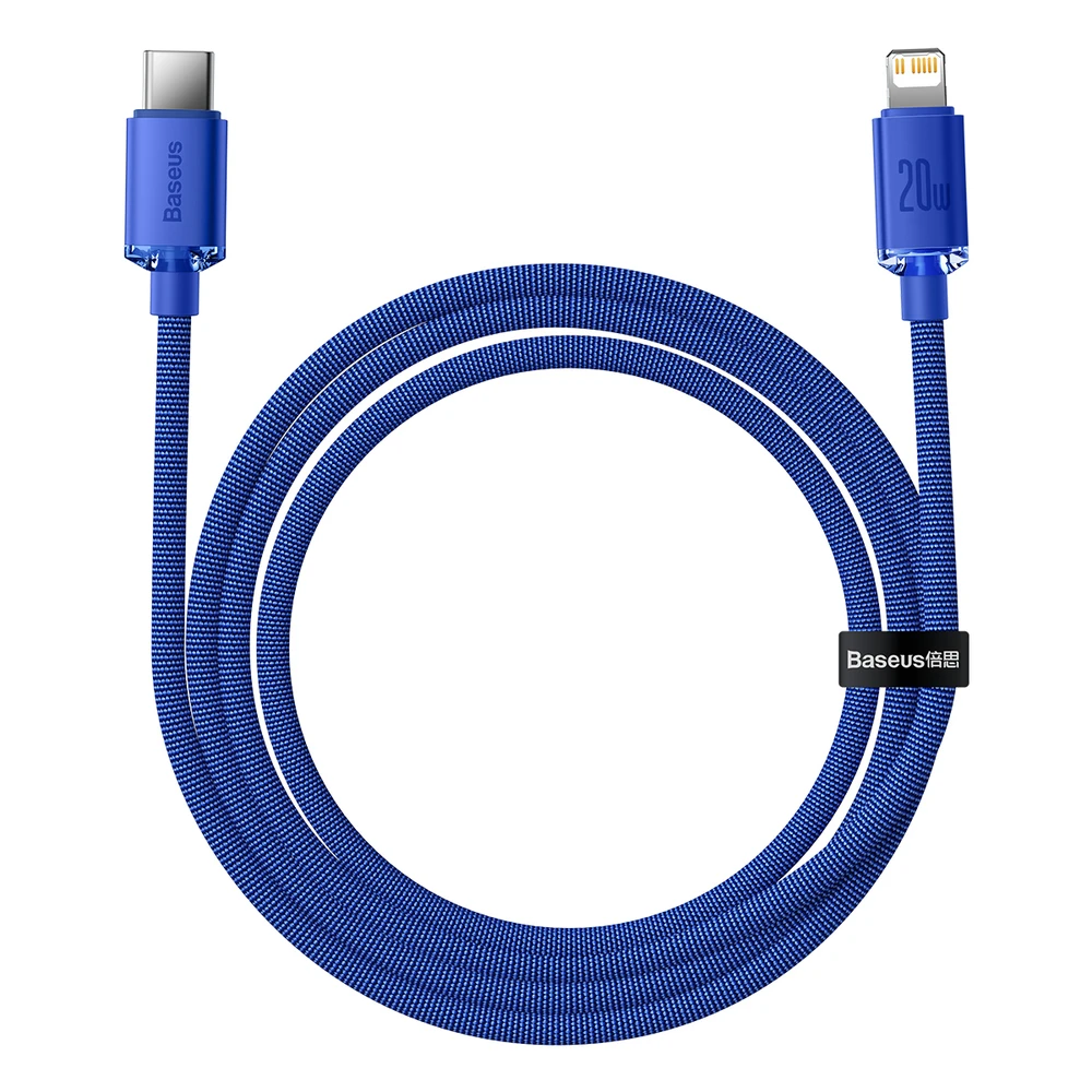 Baseus Crystal USB-C – Lightning laidas 20W 1.2m – Mėlynas