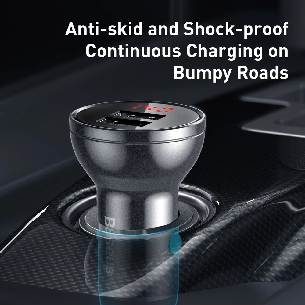 Baseus Automobilinis įkroviklis 2xUSB 4.8A 24 W - Sidabrinis