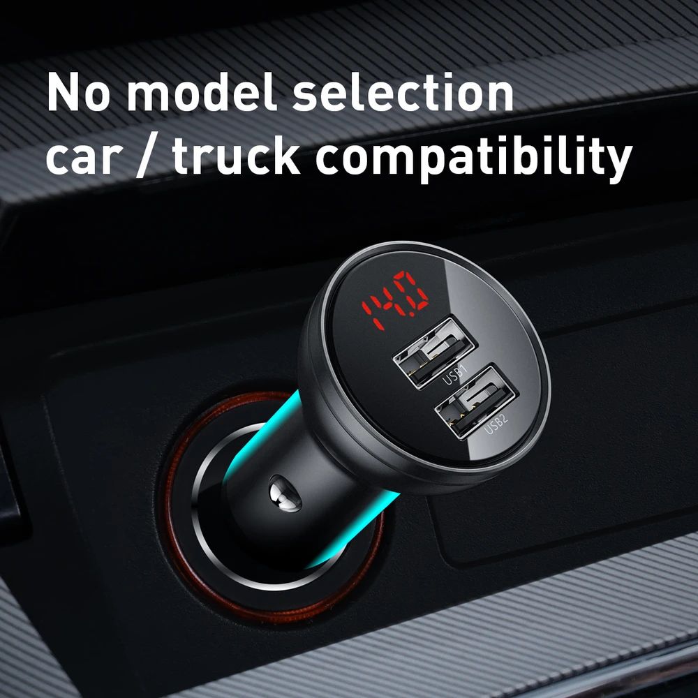 Baseus 2xUSB 4.8A automobilinis įkroviklis 24W - Pilkas