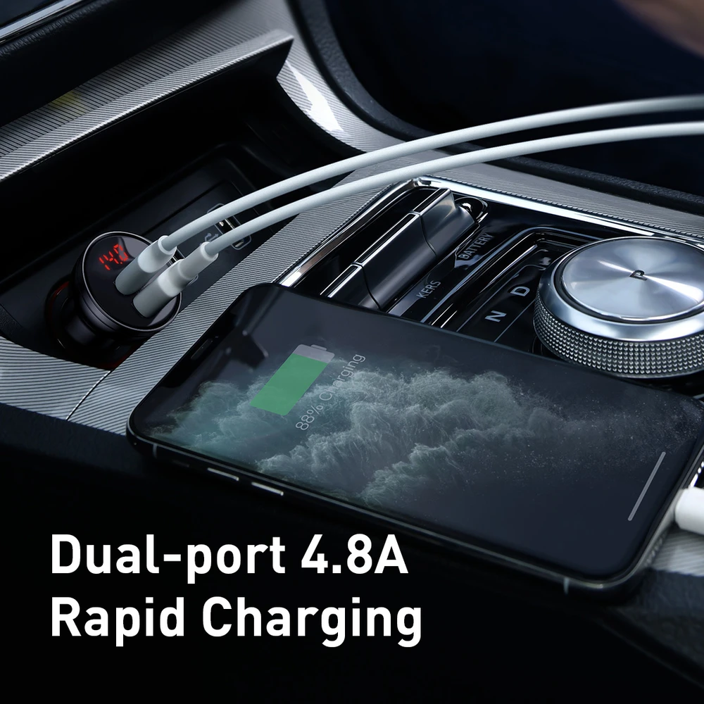 Baseus Automobilinis įkroviklis 2xUSB 4.8A 24 W - Sidabrinis