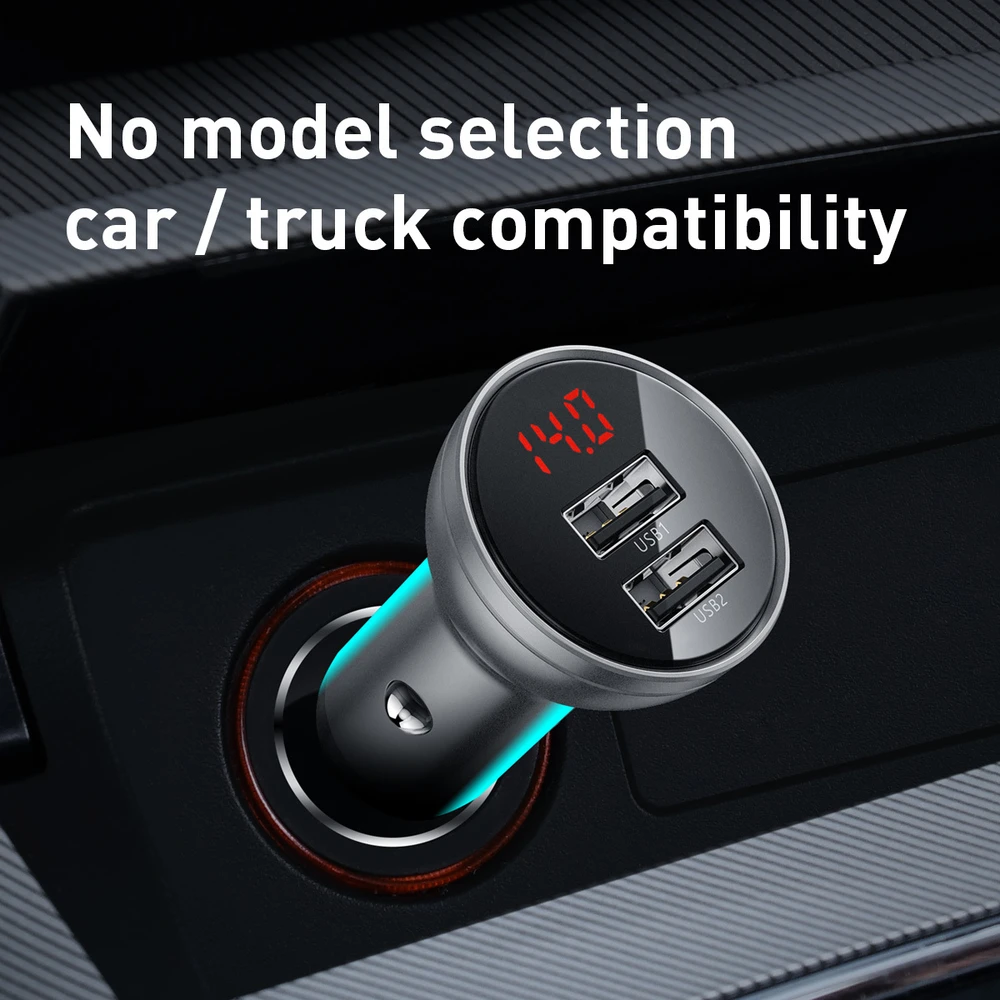 Baseus Automobilinis įkroviklis 2xUSB 4.8A 24 W - Sidabrinis
