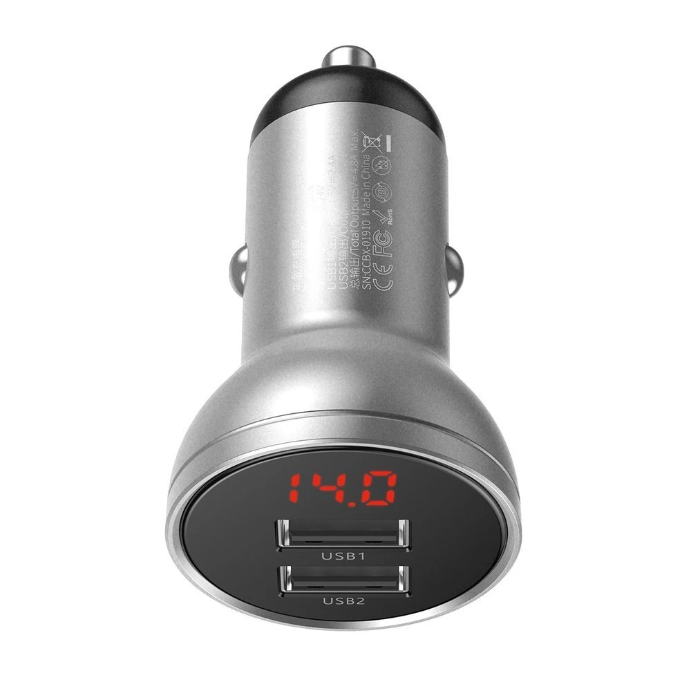 Baseus Automobilinis įkroviklis 2xUSB 4.8A 24 W - Sidabrinis