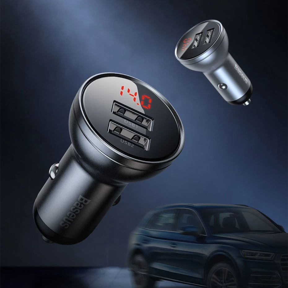 Baseus Automobilinis įkroviklis 2xUSB 4.8A 24 W - Sidabrinis