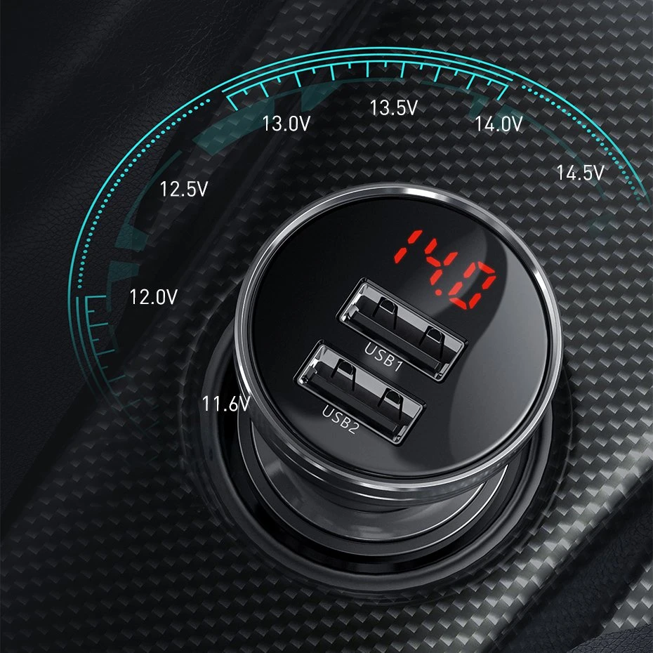 Baseus Automobilinis įkroviklis 2xUSB 4.8A 24 W - Sidabrinis