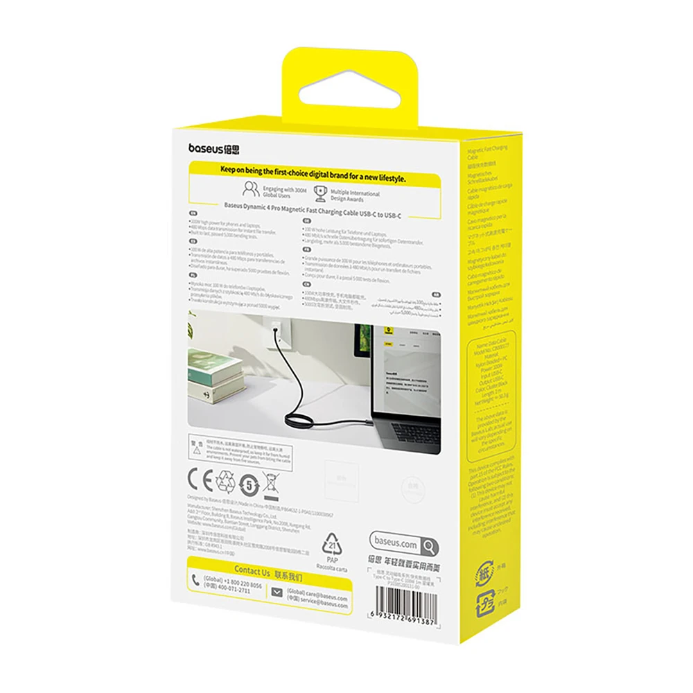 Baseus Dynamic 4 Pro Fast USB-C kabelis - USB-C 100W 1m - Juodas