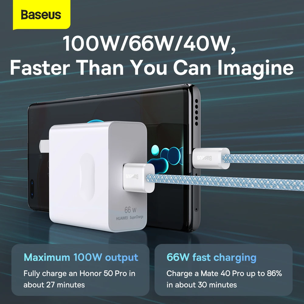 Baseus Dynamic Series USB - USB-C kabelis 100W 1m – Mėlynas