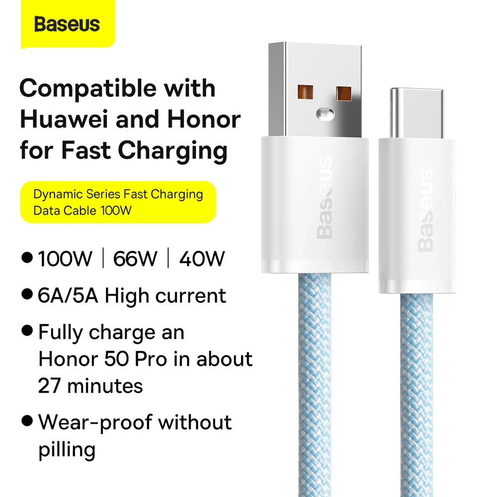 Baseus Dynamic Series USB - USB-C kabelis 100W 1m – Mėlynas