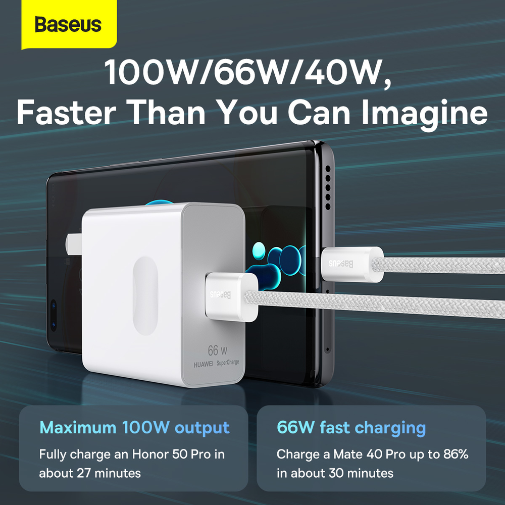 Baseus Dynamic Series USB - USB-C kabelis 100W 1m – Baltas