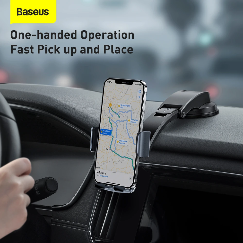 Baseus Easy Control Clamp automobilinis telefono laikiklis grotelėms arba prietaisų skydeliui – Juodas