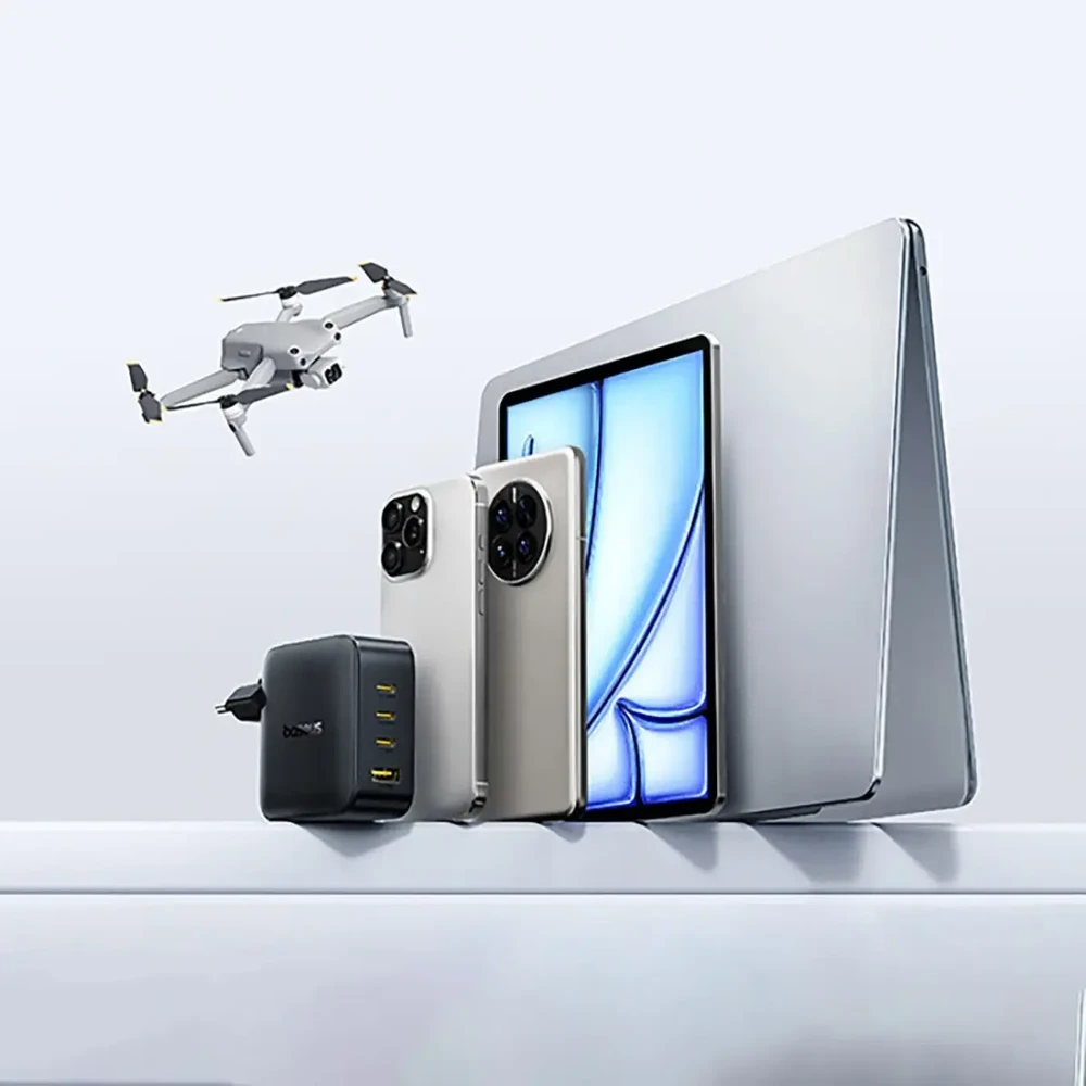 Baseus Sieninis įkroviklis EnerFill FH11 140W USB-A + 3xUSB-C QC PD3.1, juodas