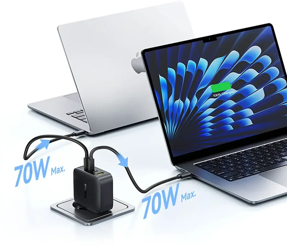 Baseus Sieninis įkroviklis EnerFill FH11 140W USB-A + 3xUSB-C QC PD3.1, juodas