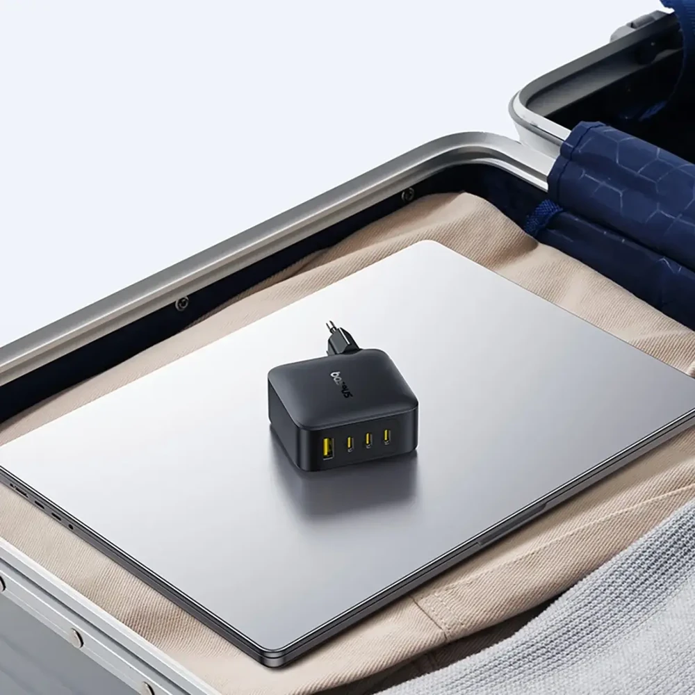 Baseus Sieninis įkroviklis EnerFill FH11 140W USB-A + 3xUSB-C QC PD3.1, juodas