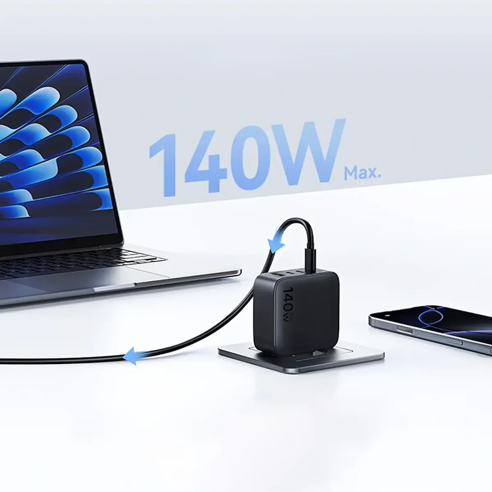 Baseus Sieninis įkroviklis EnerFill FH11 140W USB-A + 3xUSB-C QC PD3.1, juodas