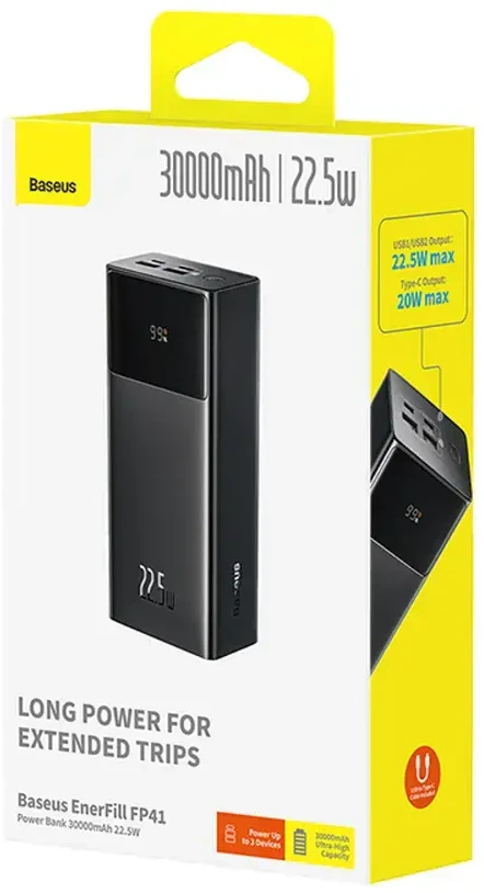 Baseus EnerFill 22.5W Powerbank 30000mAh Cosmic Juodas