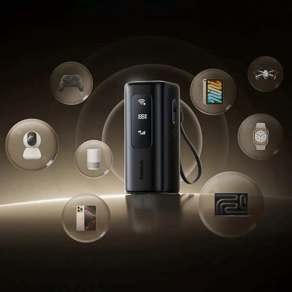 Baseus EnerGeek GX11 MiFi su funkcija Wi-Fi 20000 mAh 67W juoda