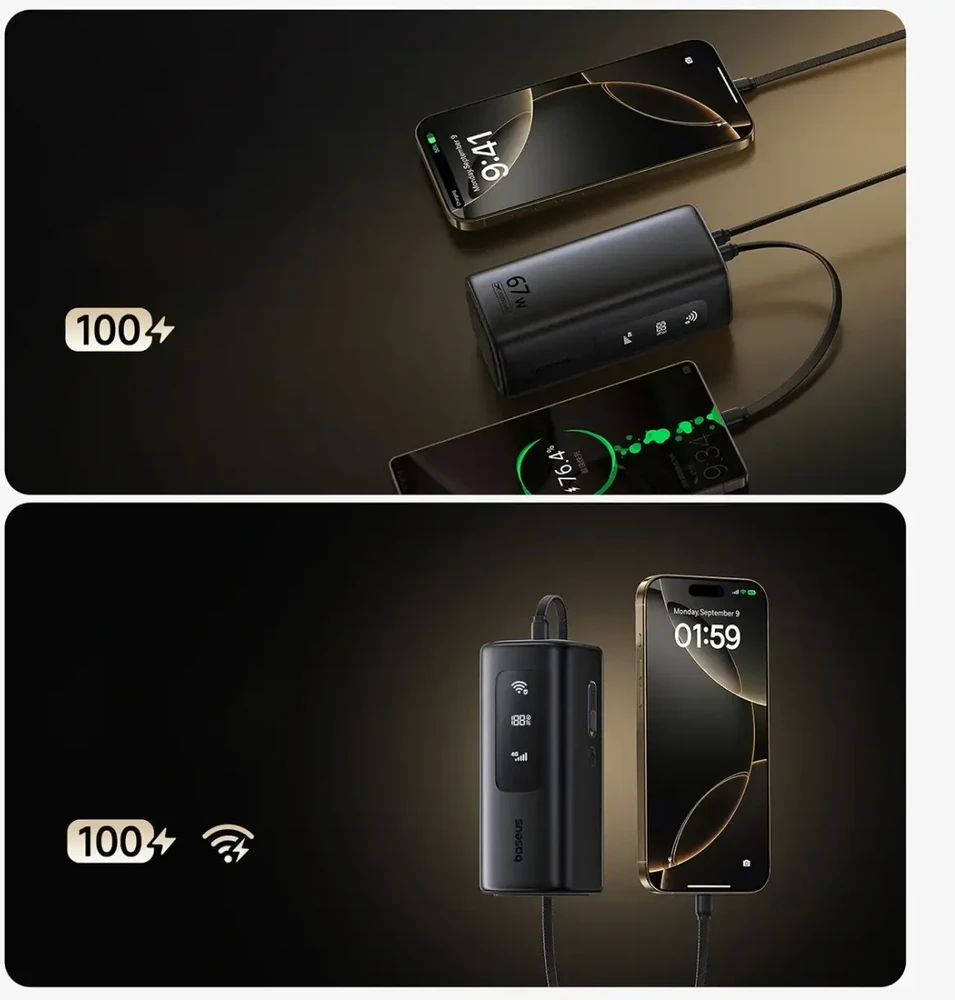 Baseus EnerGeek GX11 MiFi su funkcija Wi-Fi 20000 mAh 67W juoda