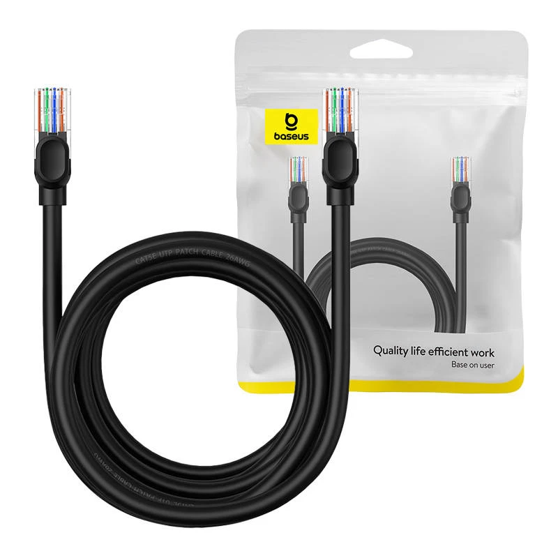Baseus Ethernet CAT5, 5 m tinklo kabelis (juodas)
