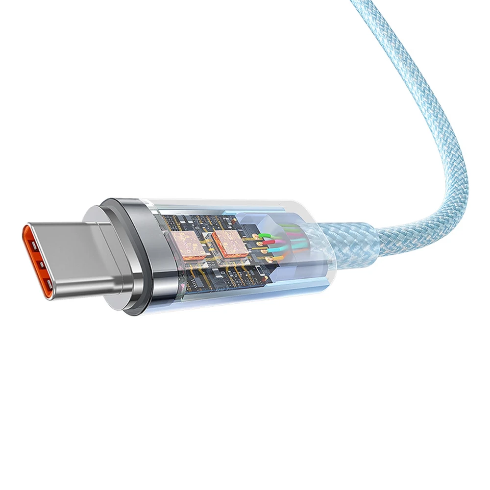 Baseus Explorer 100W USB-C – USB-C laidas su išmaniuoju temperatūros jutikliu 1 m – mėlynas