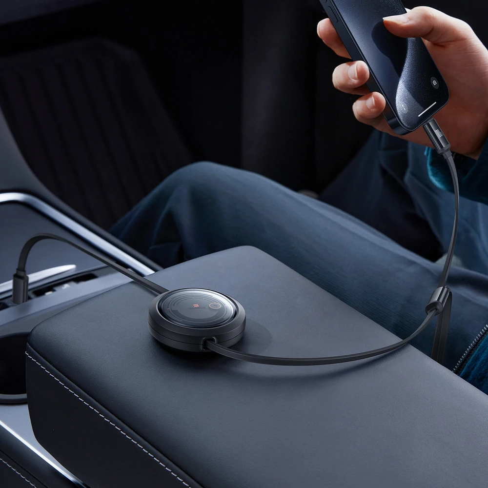 Greito įkrovimo laidas 3in1 Baseus Free2Draw USB-C prie USB-C/Lightning/Micro 100W, 1.1m (juodas)