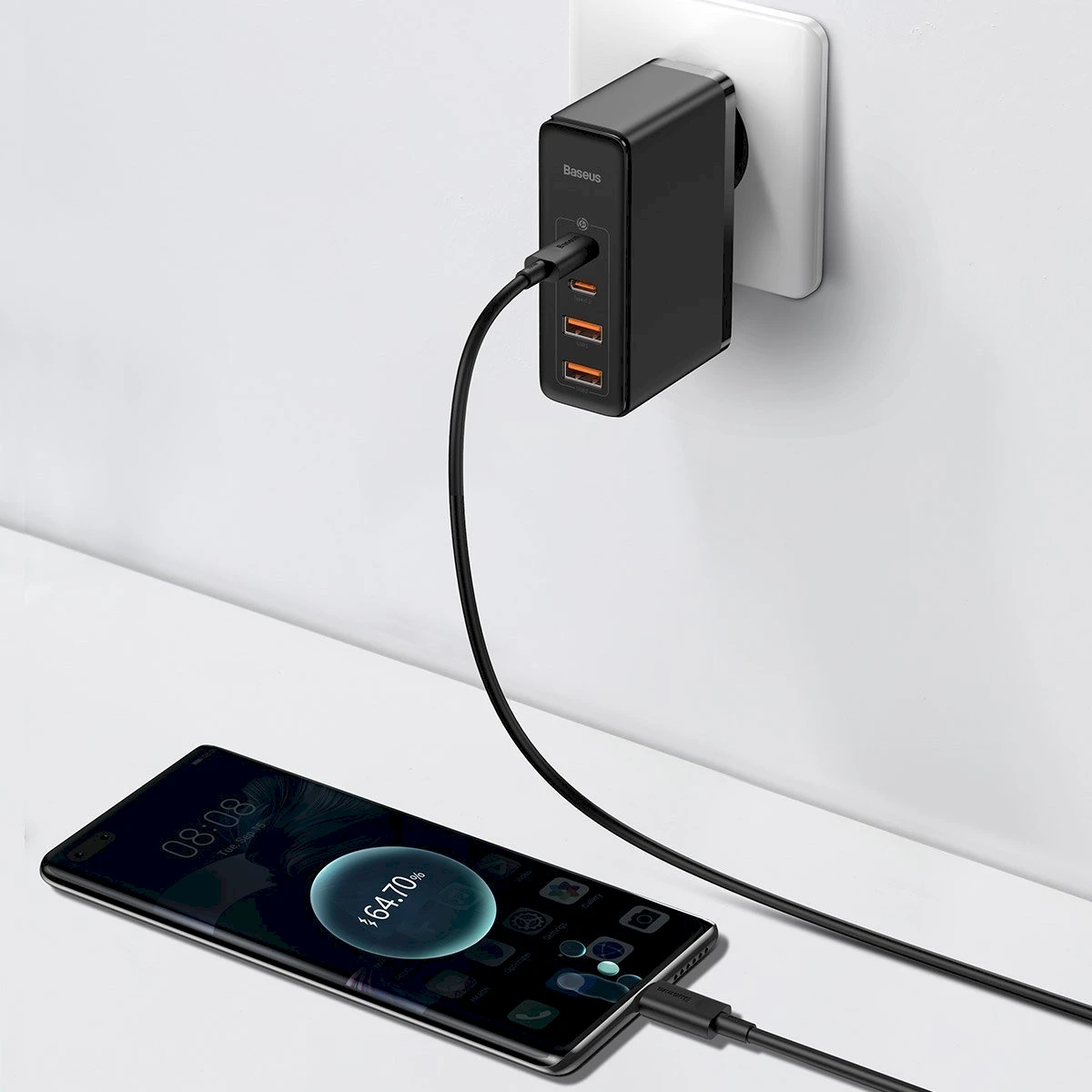 Greitas kelioninis Baseus GaN2 Pro įkroviklis 2x USB + 2x USB-C, 100W, EU (juodas)