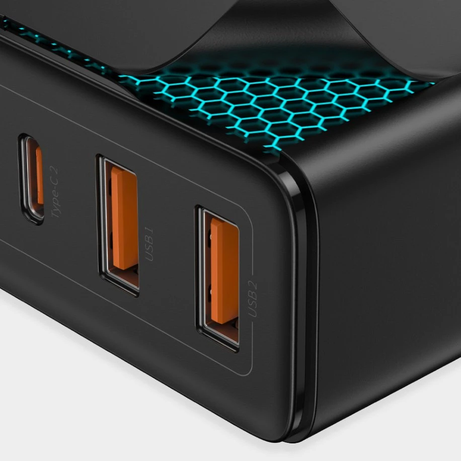 Greitas kelioninis Baseus GaN2 Pro įkroviklis 2x USB + 2x USB-C, 100W, EU (juodas)