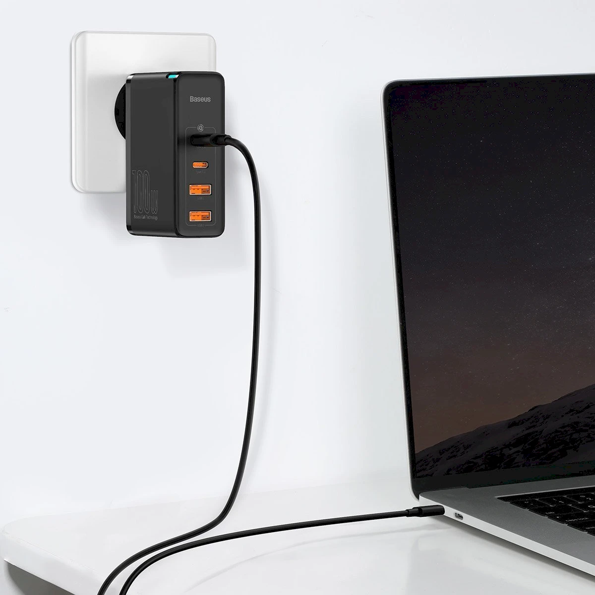 Greitas kelioninis Baseus GaN2 Pro įkroviklis 2x USB + 2x USB-C, 100W, EU (juodas)