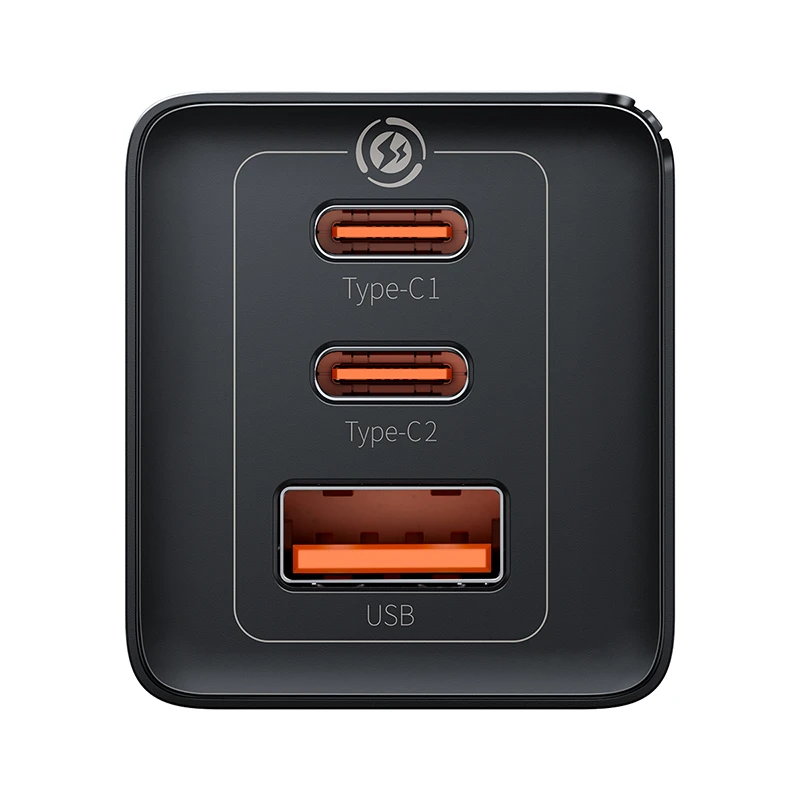 Baseus GaN5 Pro sieninis įkroviklis 2xUSB-C + USB 65W Juodas
