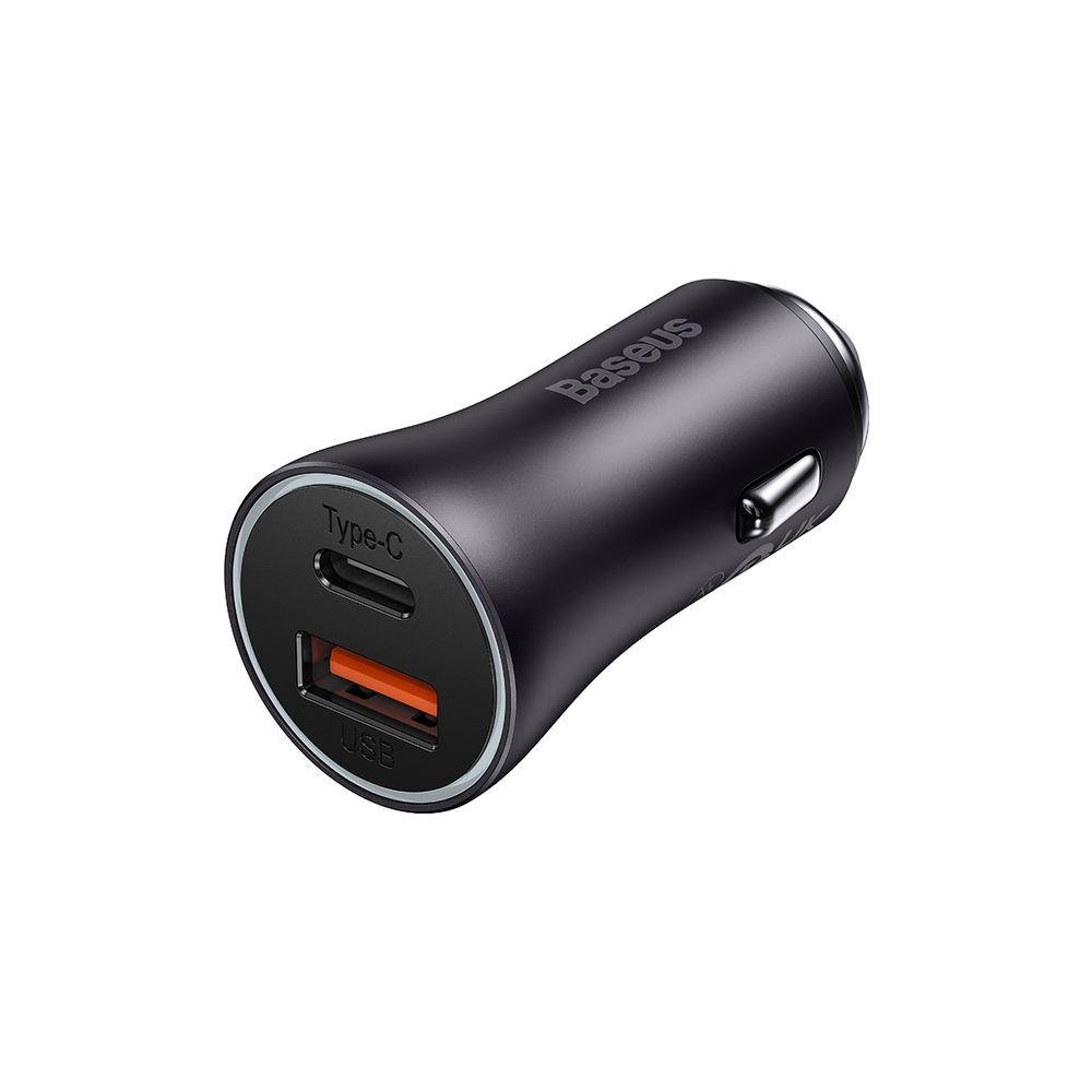 Automobilinis įkroviklis Baseus Golden Contactor Max USB + USB-C 60W - pilkas
