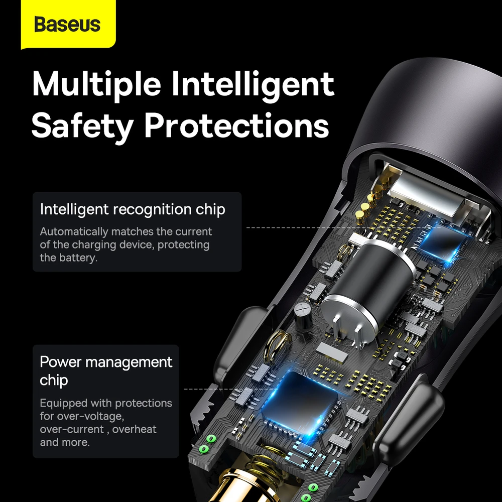 Baseus Golden Contactor Max automobilinis įkroviklis, 2x USB, 60W (pilka)