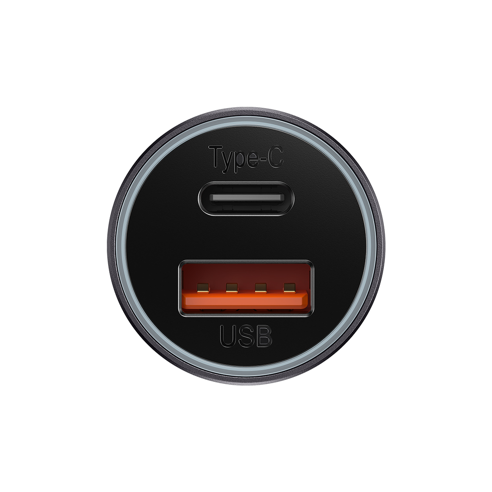 Automobilinis įkroviklis Baseus Golden Contactor Max USB + USB-C 60W - pilkas