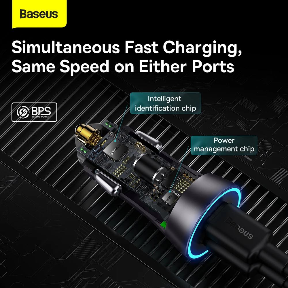 Baseus Golden Contactor Pro automobilinis įkroviklis 2x USB-C 40W - Tamsiai pilka