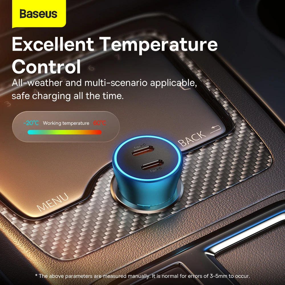 Baseus Golden Contactor Pro automobilinis įkroviklis 2x USB-C 40W - mėlynas