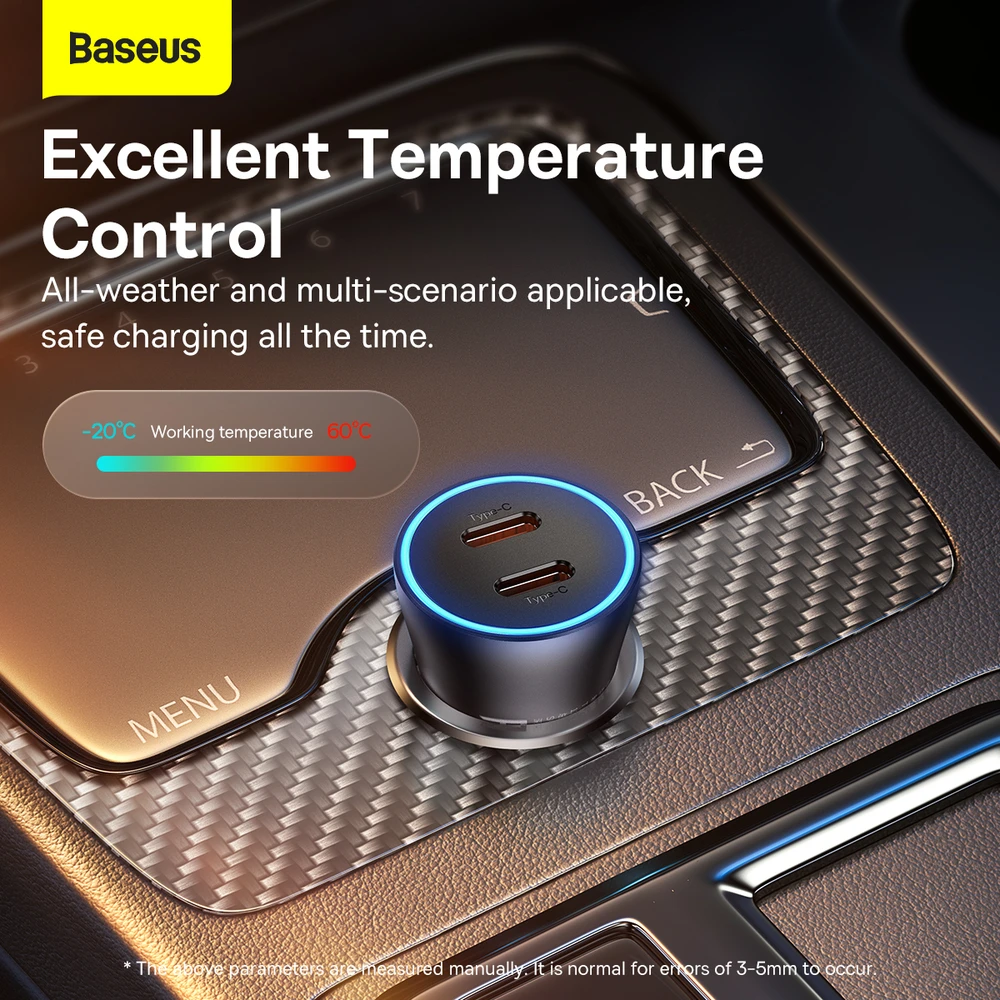 Baseus Golden Contactor Pro automobilinis įkroviklis 2x USB-C 40W - Tamsiai pilka