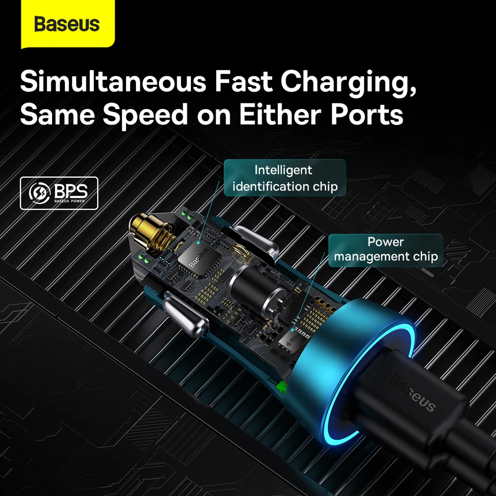 Baseus Golden Contactor Pro automobilinis įkroviklis 2x USB-C 40W - mėlynas