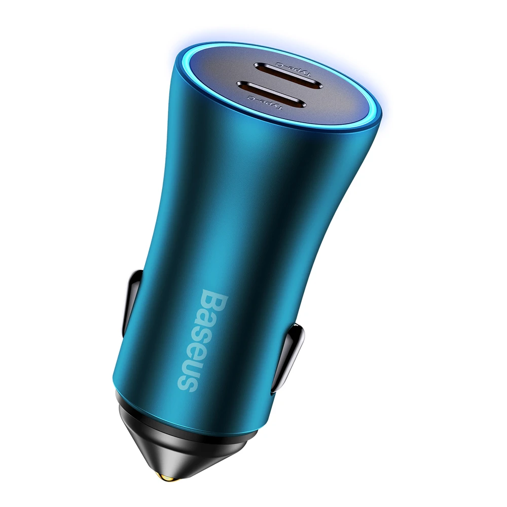 Baseus Golden Contactor Pro automobilinis įkroviklis 2x USB-C 40W - mėlynas