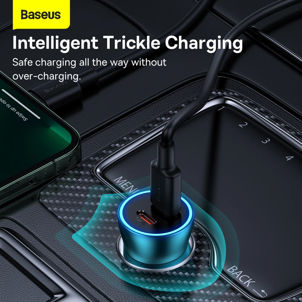 Baseus Golden Contactor Pro automobilinis įkroviklis 2x USB-C 40W - mėlynas