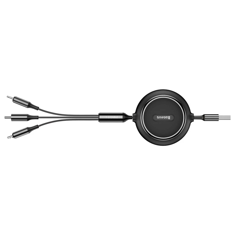 USB kabelis Baseus Golden Loop Three-in-One Micro+Lightning+Type-C 3.5A 1.2m juodas CAMLT-JH01