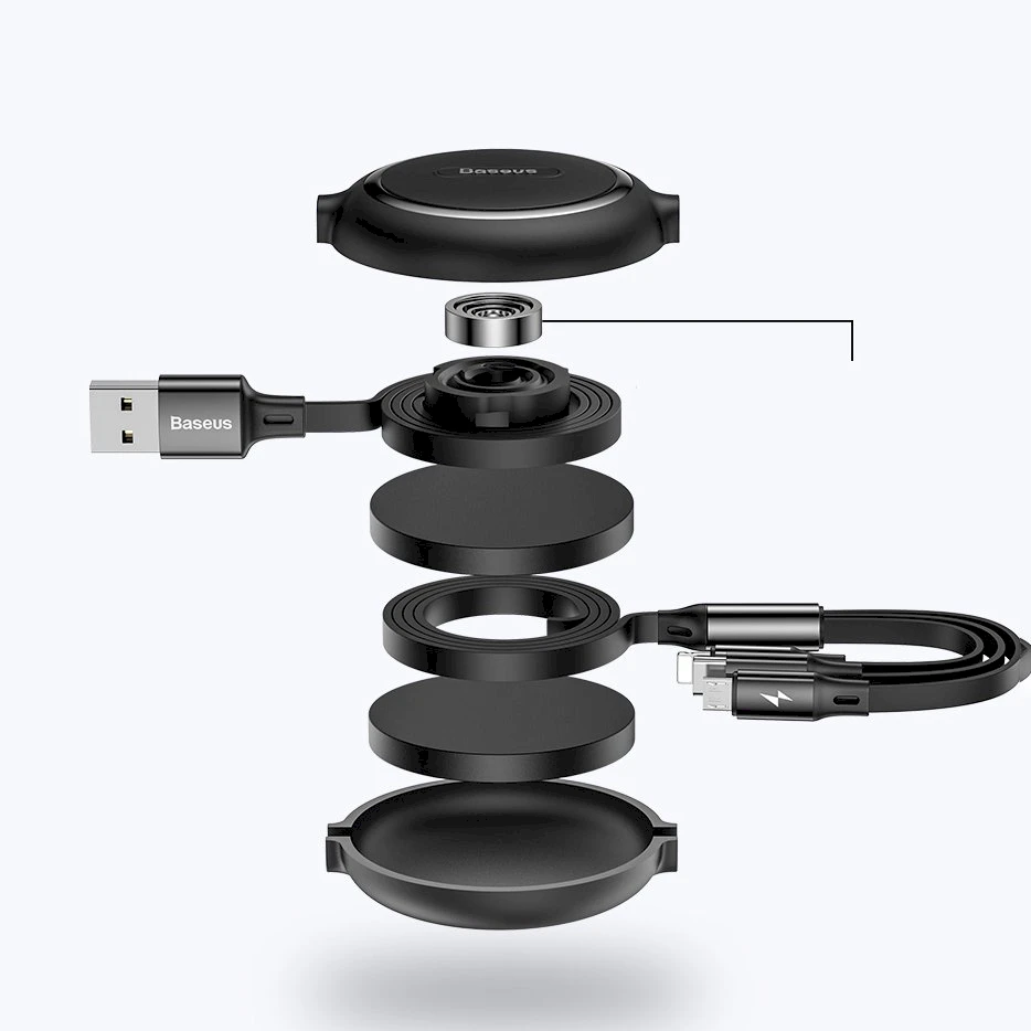 USB kabelis Baseus Golden Loop Three-in-One Micro+Lightning+Type-C 3.5A 1.2m juodas CAMLT-JH01