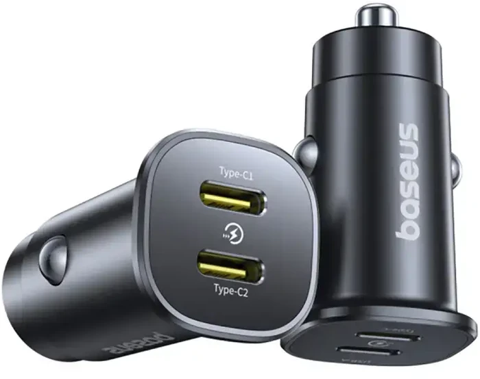 Baseus GoTrip automobilio įkroviklis 2x USB-C 30W Cosmic Juodas