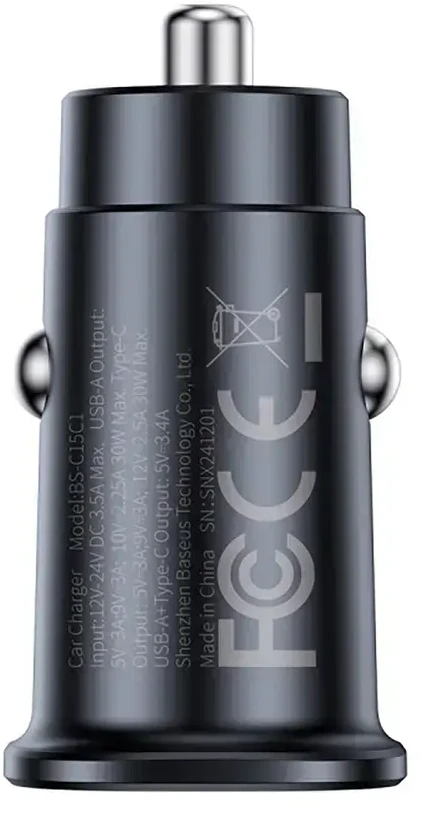 Baseus GoTrip automobilio įkroviklis 2x USB-C 30W Cosmic Juodas