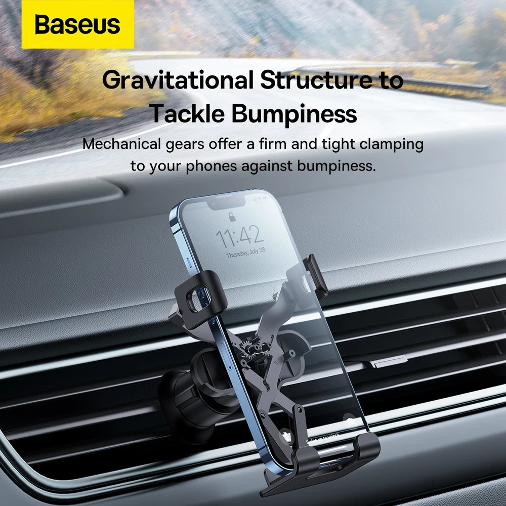 Baseus gravitacinė oro išleidimo angos rankena ant automobilio grotelių - Juoda